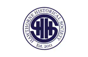 Logo of the Hawthorne Historical Society featuring the society's initials and establishment year, representing local history preservation.