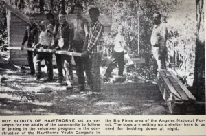 Boy Scouts of Hawthorne at camp, participating in outdoor activities.